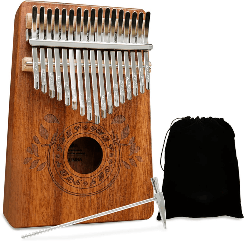 UNOKKI Mahogany Kalimba 17-Key Thumb Piano with Instruction Book and Tuning Hammer – Portable Personal Musical Instrument for Kids and Adults, Beginners to Professionals – Color: Light Brown  UNOKKI Light Brown  