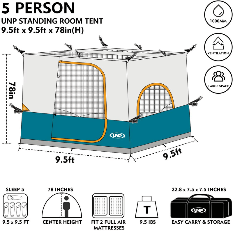UNP Inner Tent for 10' x 10' Pop Up Canopy,Gazebo/Sewn-in Floor and Fully Vented Roof with1 Mesh Door & 3 Large Mesh Windows Easy Set Up Excluding Canopy Frame