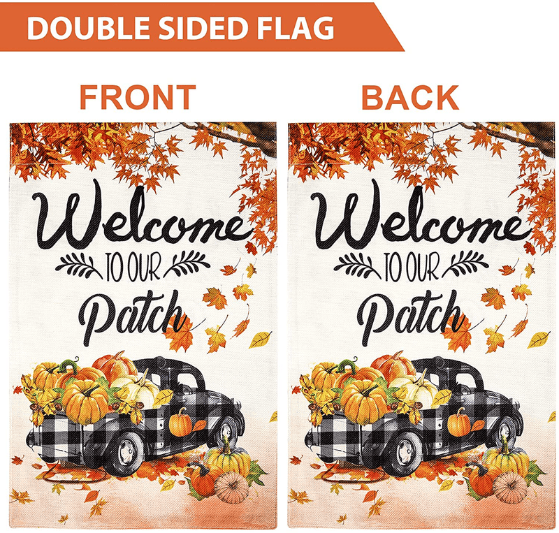 Unves Fall Flag 28x40 Double Sided, Thanksgiving Flag Vertical Burlap with Pumpkin Maple Leaves Porch Decor, Large Fall House Flag for Autumn Thanksgiving Garden Yard Outdoor Decorations Home & Garden > Decor > Seasonal & Holiday Decorations& Garden > Decor > Seasonal & Holiday Decorations Unves   
