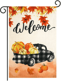 Unves Fall Garden Flag 12.5 x 18 Inch, Decorative Thanksgiving Flag Pumpkin Fall Leaves, Double Sided Buffalo Check Plaid Farm Welcome Garden Flag Thanksgiving Harvest Rustic Yard Outdoor Decoration Home & Garden > Decor > Seasonal & Holiday Decorations& Garden > Decor > Seasonal & Holiday Decorations Unves black  