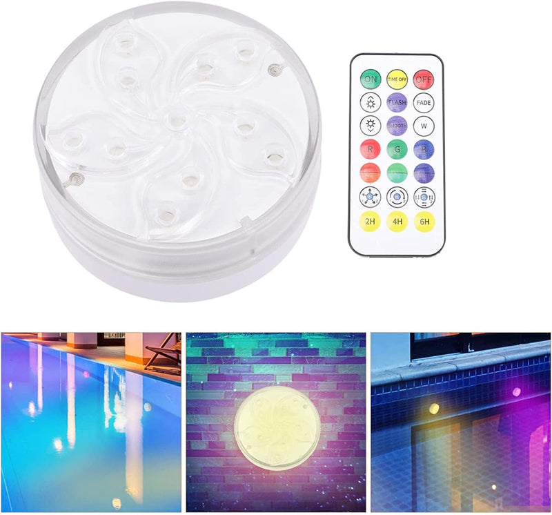 Uonlytech 2Pcs Decor Fixture Decoration Light Pond Remote Fountain Changing Pool RGB Solar Underwater Led with Tea Aquariums Color Lights Swimming Submersible Home & Garden > Pool & Spa > Pool & Spa Accessories Uonlytech   