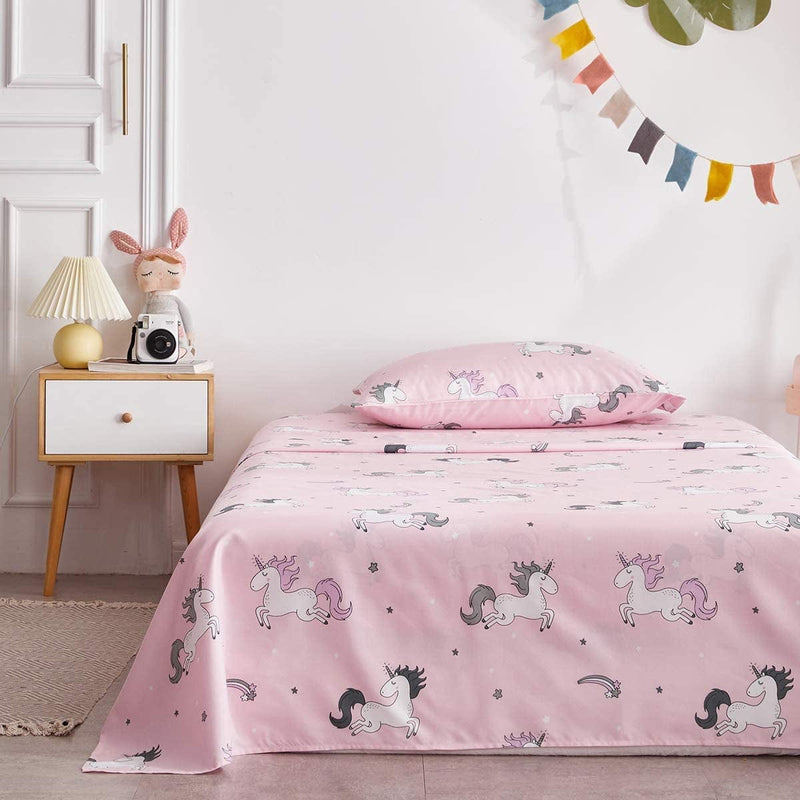 Uozzi Bedding Bed in a Bag 6 Pieces Twin Size Unicorn Pink with Rainbow Star - Soft Microfiber, Reversible Bed Comforter Set (1 Comforter, 2 Pillow Shams, 1 Flat Sheet, 1 Fitted Sheet, 1 Pillowcases) Home & Garden > Linens & Bedding > Bedding Uozzi Bedding   
