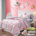 Uozzi Bedding Bed in a Bag 6 Pieces Twin Size Unicorn Pink with Rainbow Star - Soft Microfiber, Reversible Bed Comforter Set (1 Comforter, 2 Pillow Shams, 1 Flat Sheet, 1 Fitted Sheet, 1 Pillowcases) Home & Garden > Linens & Bedding > Bedding Uozzi Bedding Rainbow Unicorn Queen-7pieces 