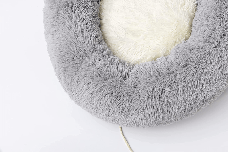 Uozzi Bedding Plush Faux Fur round Pet Cat Bed with Cute Ears and Tail, Comfortable Fuzzy Donut Cuddler Cushion for Cute Cats, Soft Shaggy and Warm Animals & Pet Supplies > Pet Supplies > Cat Supplies > Cat Beds UOZZI BEDDING   