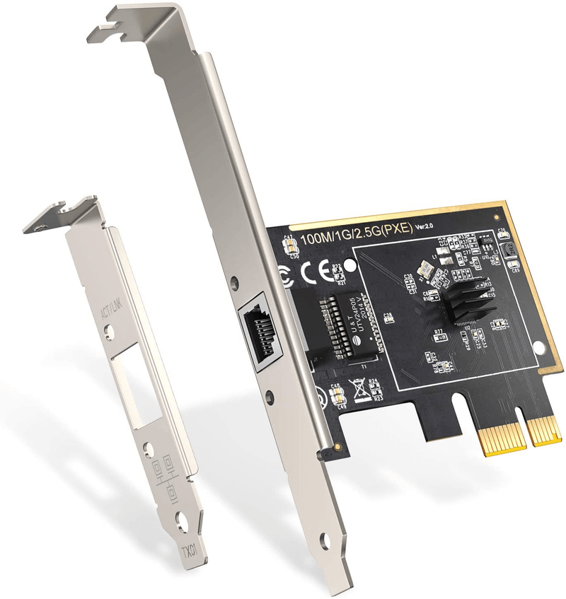(Upgraded) 2.5GBase-T PCIe Network Adapter, 2500/1000/100Mbps PCI Express Gigabit Ethernet Card RJ45 LAN Controller Support Windows Server/Windows, Standard and Low-Profile Brackets Included  EDUP 2.5G-RTL8125B  