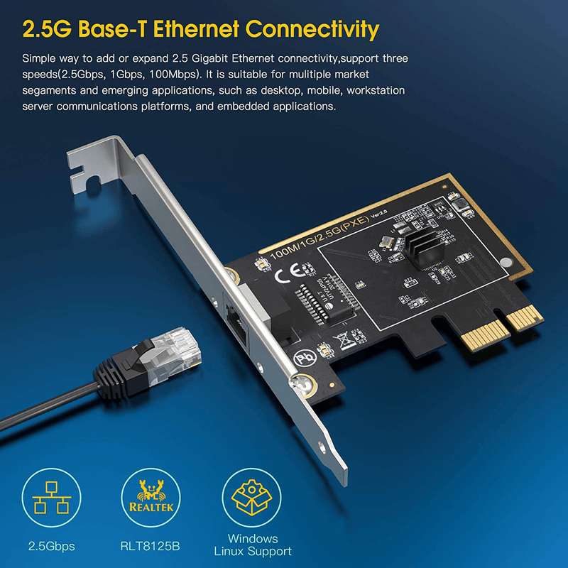 (Upgraded) 2.5GBase-T PCIe Network Adapter, 2500/1000/100Mbps PCI Express Gigabit Ethernet Card RJ45 LAN Controller Support Windows Server/Windows, Standard and Low-Profile Brackets Included  EDUP   