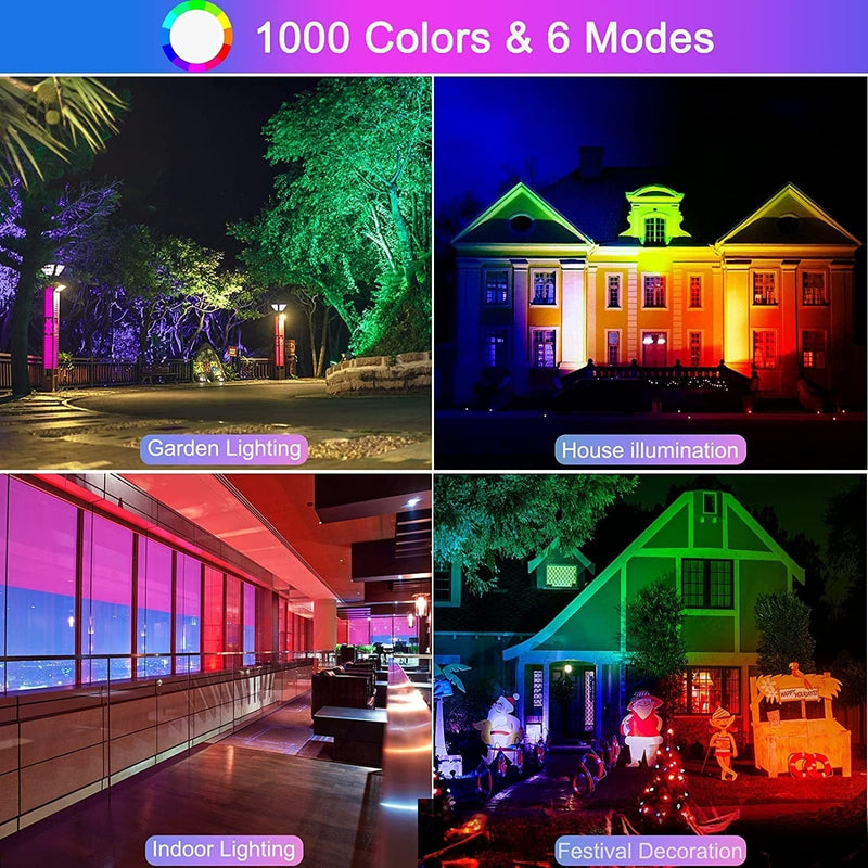 Upgraded 4 Pack 25W RGB LED Flood Light Outdoor,Diy Color Changing Party Light Stage Light Yard Light with Remote, Indoor Spot Light Floodlights Waterproof Timing Dimmable Uplights for Events Home & Garden > Lighting > Flood & Spot Lights Monococo   