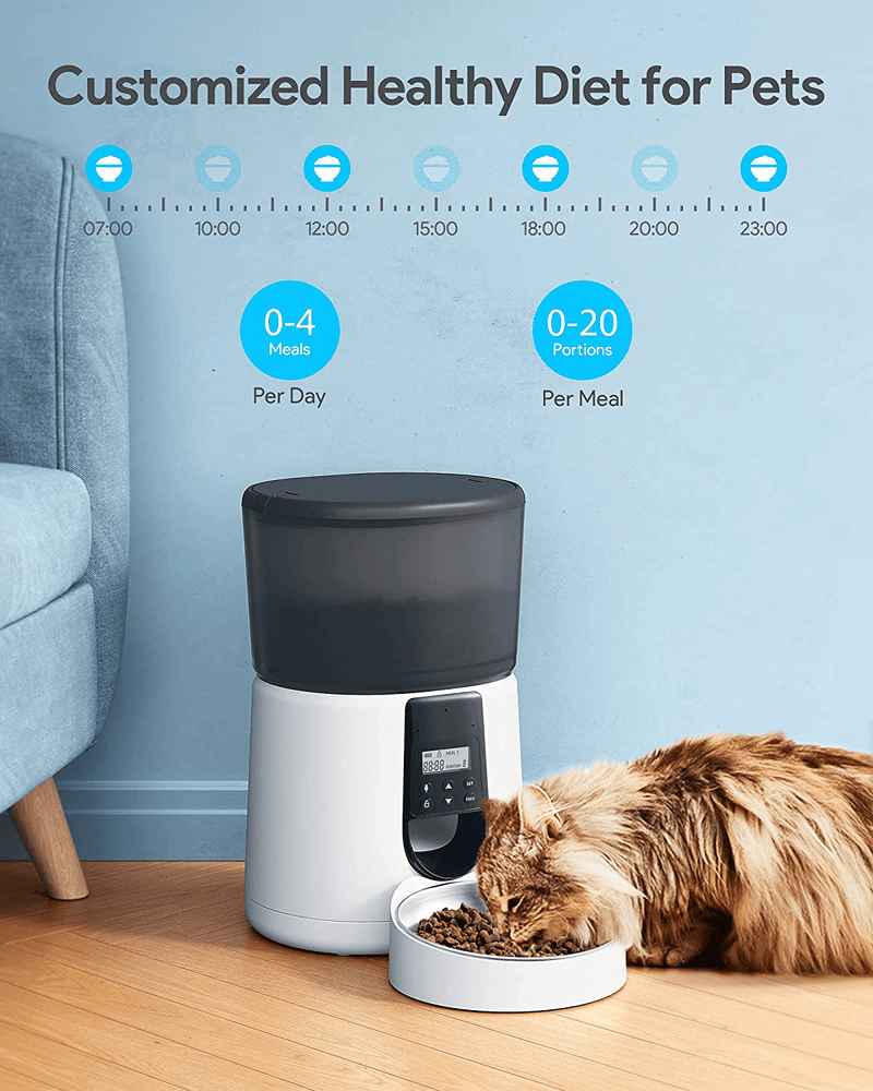 Upgraded Automatic Cat Feeder KATALIC Clog-Free 4L Cat Food Dispenser Sliding Lock Lid Storage Timed Feeder for Cat and Dogs with Voice Recorder Stainless Steel Bowl, Programmable Meal & Portion Animals & Pet Supplies > Pet Supplies > Cat Supplies Katalic   