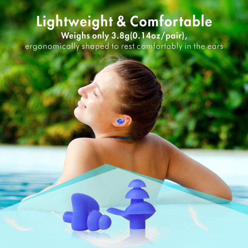 Upgraded Design Silicone Swimming Earplugs, Hearprotek 2 Pairs Waterproof Reusable Ear Plugs for Swimming Showering Bathing Surfing and Other Water Sports Adult Size Sporting Goods > Outdoor Recreation > Boating & Water Sports > Swimming Hearprotek   