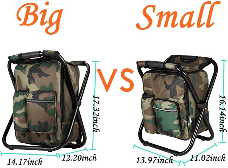 Upgraded Large Size 3 In1 Multifunction Fishing Backpack Chair, Portable Hiking Camouflage Camping Stool, Folding Cooler Insulated Picnic Bag Backpack Stool Sporting Goods > Outdoor Recreation > Camping & Hiking > Camp Furniture Bright starl   
