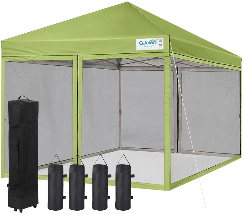 Upgraded Quictent 10X10 Ez Pop up Canopy with Netting Instant Screen House Instant Outdoor Gazebo Canopy, Roller Bag & 4 Sand Bags Included (Green) Home & Garden > Lawn & Garden > Outdoor Living > Outdoor Structures > Canopies & Gazebos Quictent Green 8 Feet x 8 Feet 