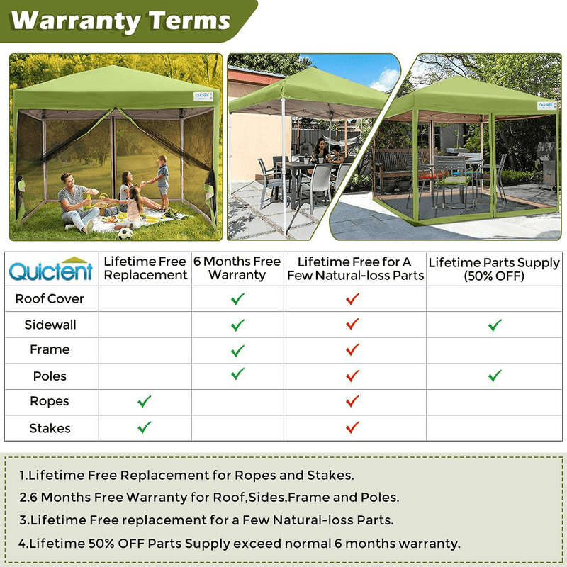 Upgraded Quictent 10X10 Ez Pop up Canopy with Netting Instant Screen House Instant Outdoor Gazebo Canopy, Roller Bag & 4 Sand Bags Included (Green) Home & Garden > Lawn & Garden > Outdoor Living > Outdoor Structures > Canopies & Gazebos Quictent   