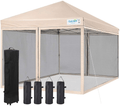 Upgraded Quictent 10X10 Ez Pop up Canopy with Netting Instant Screen House Instant Outdoor Gazebo Canopy, Roller Bag & 4 Sand Bags Included (Green) Home & Garden > Lawn & Garden > Outdoor Living > Outdoor Structures > Canopies & Gazebos Quictent Beige 10 Feet x 10 Feet 
