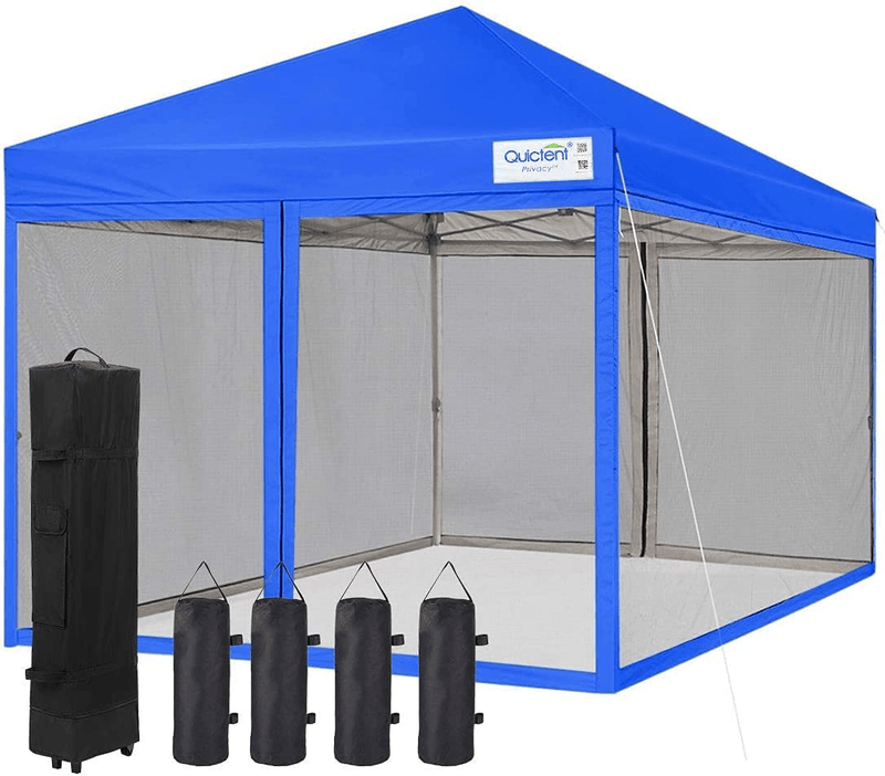 Upgraded Quictent 10X10 Ez Pop up Canopy with Netting Instant Screen House Instant Outdoor Gazebo Canopy, Roller Bag & 4 Sand Bags Included (Green) Home & Garden > Lawn & Garden > Outdoor Living > Outdoor Structures > Canopies & Gazebos Quictent Royal Blue 10 Feet x 10 Feet 