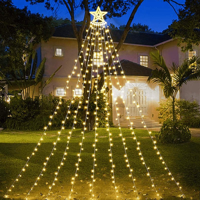 Upgraded Super Larger Size Christmas Lights Outdoor with 14" Topper Star, 350 LEDs 8 Modes Plug in String Lights for Christmas Decorations Outdoor Tree Decor Garden Yard Holiday (Warm White) Home & Garden > Decor > Seasonal & Holiday Decorations& Garden > Decor > Seasonal & Holiday Decorations LORRYTE   
