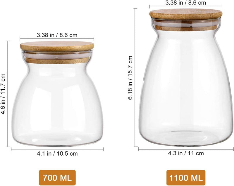 UPKOCH 2Pcs Glass Food Storage Jar Transparent Airtight Sealed Food Can Canister Bottle with Cork for Spices Sugar Salt Tea Coffee Bean (700Ml 1100Ml) Home & Garden > Decor > Decorative Jars UPKOCH   