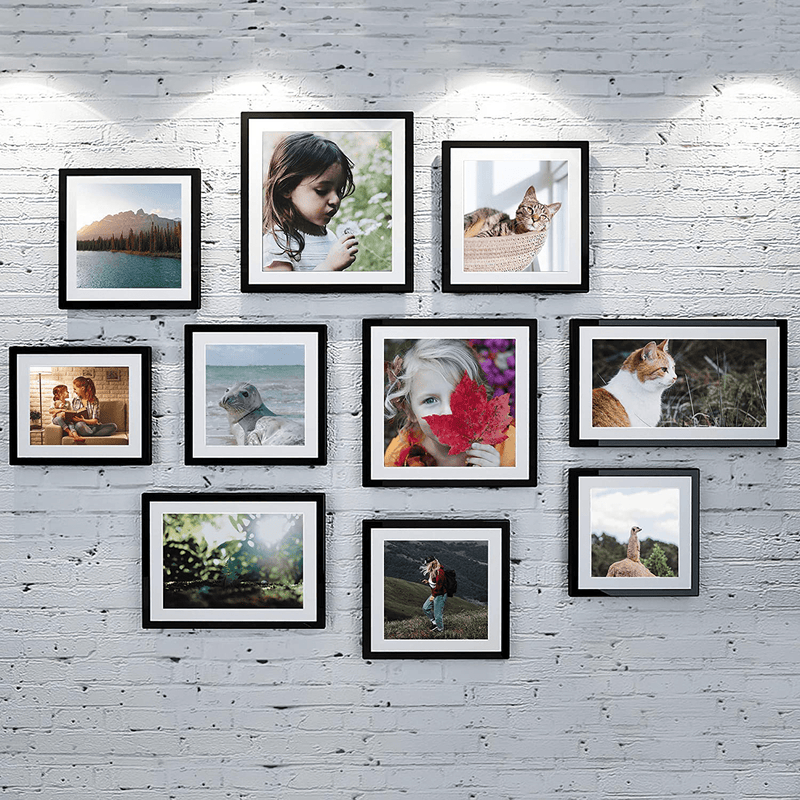 upsimples 11x14 Picture Frame Set of 3,Made of High Definition Glass for 8x10 with Mat or 11x14 Without Mat,Wall Mounting Photo Frame Black Home & Garden > Decor > Picture Frames upsimples   