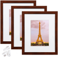 upsimples 11x14 Picture Frame Set of 3,Made of High Definition Glass for 8x10 with Mat or 11x14 Without Mat,Wall Mounting Photo Frame Black Home & Garden > Decor > Picture Frames upsimples Red Brown 8x10 