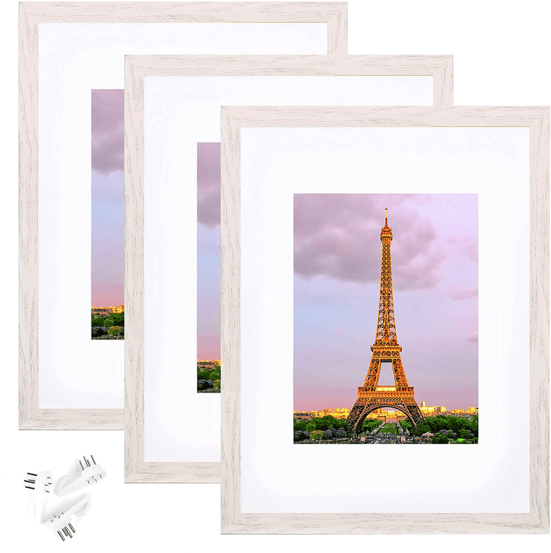 upsimples 11x14 Picture Frame Set of 3,Made of High Definition Glass for 8x10 with Mat or 11x14 Without Mat,Wall Mounting Photo Frame Black Home & Garden > Decor > Picture Frames upsimples Rustic Pink 9x12 