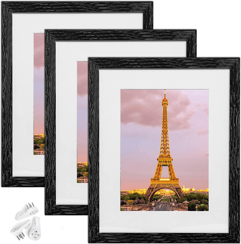 upsimples 11x14 Picture Frame Set of 3,Made of High Definition Glass for 8x10 with Mat or 11x14 Without Mat,Wall Mounting Photo Frame Black Home & Garden > Decor > Picture Frames upsimples Vintage Black 8.5x11 