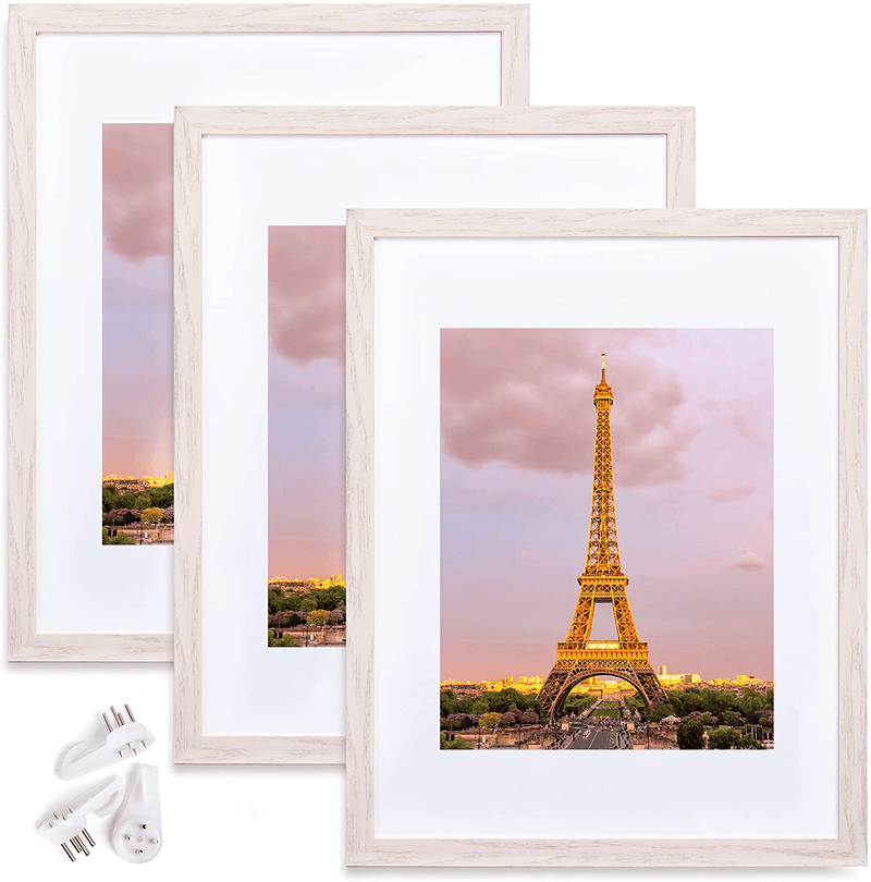 upsimples 11x14 Picture Frame Set of 3,Made of High Definition Glass for 8x10 with Mat or 11x14 Without Mat,Wall Mounting Photo Frame Black Home & Garden > Decor > Picture Frames upsimples Rustic Pink 11x14 
