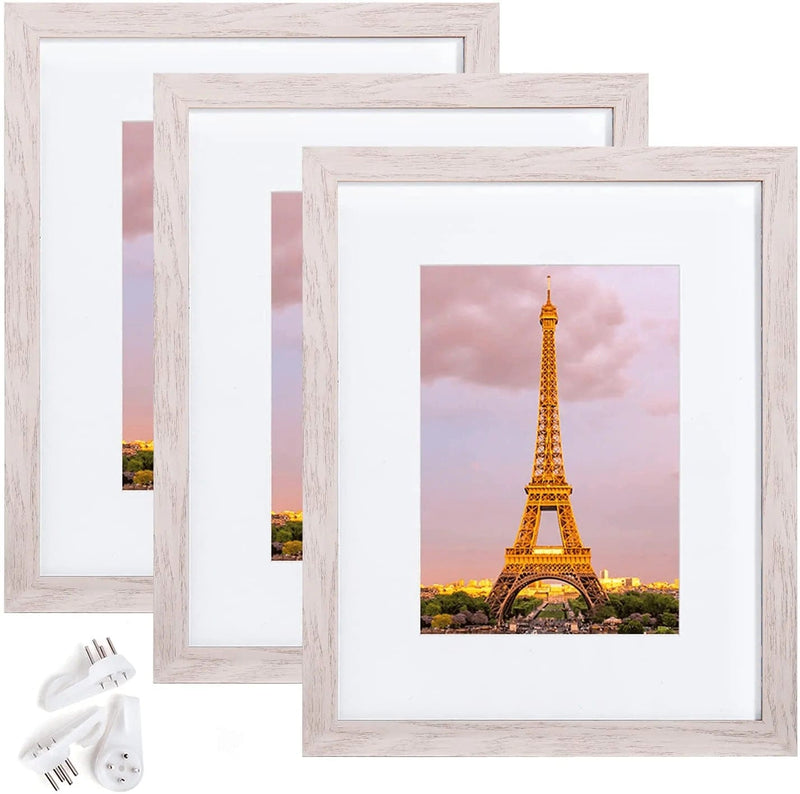 upsimples 11x14 Picture Frame Set of 3,Made of High Definition Glass for 8x10 with Mat or 11x14 Without Mat,Wall Mounting Photo Frame Black Home & Garden > Decor > Picture Frames upsimples Rustic Pink 8x10 