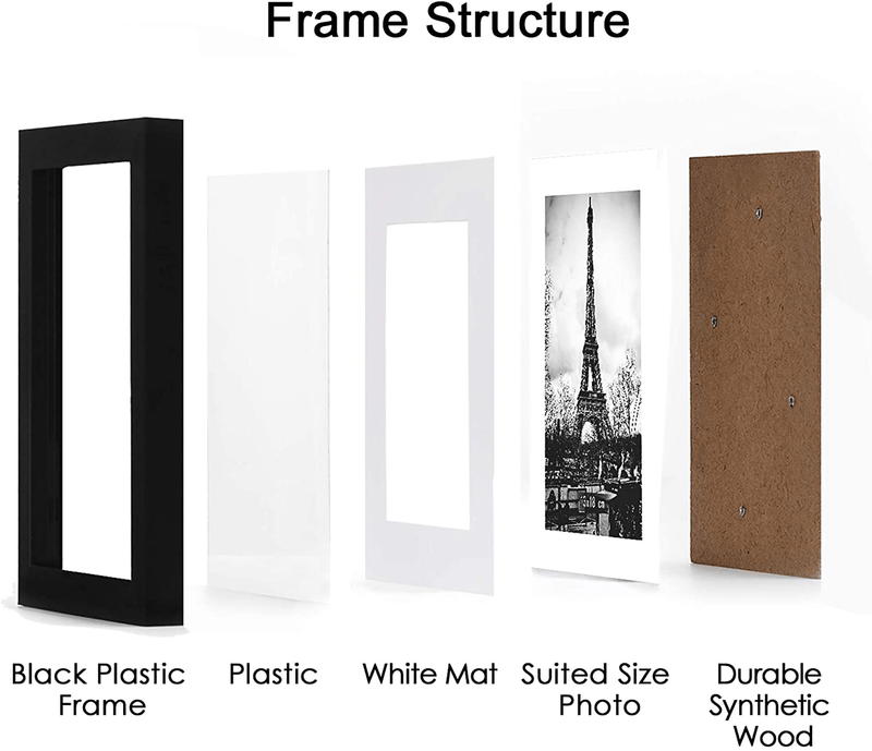 upsimples 11x14 Picture Frame Set of 5,Display Pictures 8x10 with Mat or 11x14 Without Mat,Wall Gallery Photo Frames,Black Home & Garden > Decor > Picture Frames upsimples   