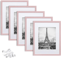 upsimples 11x14 Picture Frame Set of 5,Display Pictures 8x10 with Mat or 11x14 Without Mat,Wall Gallery Photo Frames,Black Home & Garden > Decor > Picture Frames upsimples Pink 11x14 