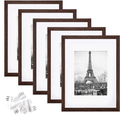 upsimples 11x14 Picture Frame Set of 5,Display Pictures 8x10 with Mat or 11x14 Without Mat,Wall Gallery Photo Frames,Black Home & Garden > Decor > Picture Frames upsimples Dark Brown Woodgrain 9x12 
