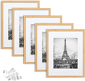 upsimples 11x14 Picture Frame Set of 5,Display Pictures 8x10 with Mat or 11x14 Without Mat,Wall Gallery Photo Frames,Black Home & Garden > Decor > Picture Frames upsimples Oak 11x14 