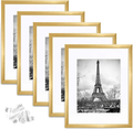 upsimples 11x14 Picture Frame Set of 5,Display Pictures 8x10 with Mat or 11x14 Without Mat,Wall Gallery Photo Frames,Black Home & Garden > Decor > Picture Frames upsimples Gold 11x14 
