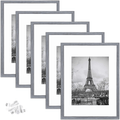 upsimples 11x14 Picture Frame Set of 5,Display Pictures 8x10 with Mat or 11x14 Without Mat,Wall Gallery Photo Frames,Black Home & Garden > Decor > Picture Frames upsimples Ash Gray 12x16 