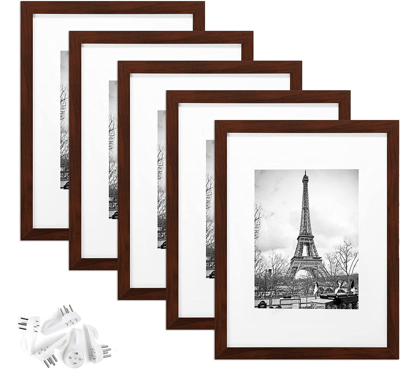 upsimples 11x14 Picture Frame Set of 5,Display Pictures 8x10 with Mat or 11x14 Without Mat,Wall Gallery Photo Frames,Black Home & Garden > Decor > Picture Frames upsimples Mahogany 9x12 