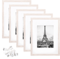 upsimples 11x14 Picture Frame Set of 5,Display Pictures 8x10 with Mat or 11x14 Without Mat,Wall Gallery Photo Frames,Black Home & Garden > Decor > Picture Frames upsimples Pinkish Marble 9x12 