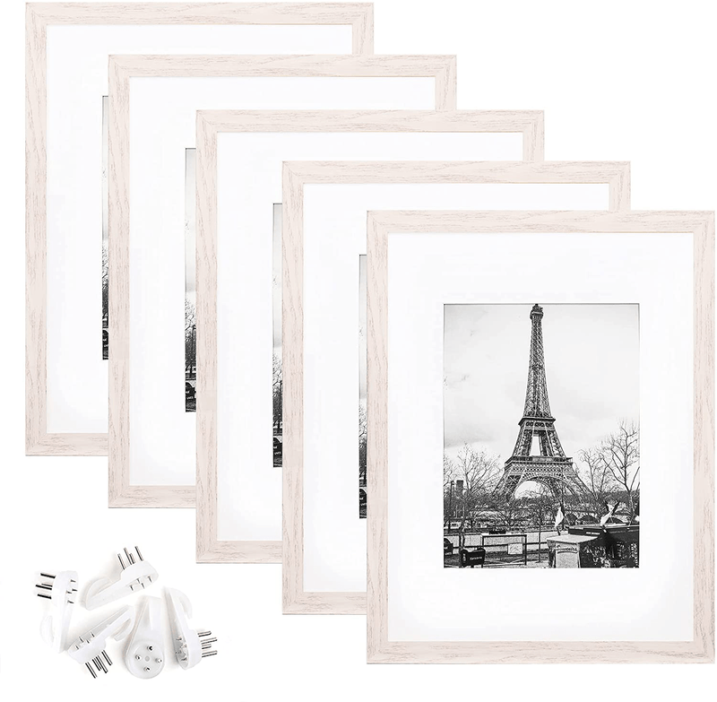 upsimples 11x14 Picture Frame Set of 5,Display Pictures 8x10 with Mat or 11x14 Without Mat,Wall Gallery Photo Frames,Black Home & Garden > Decor > Picture Frames upsimples Pinkish Marble 9x12 