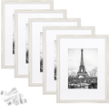 upsimples 11x14 Picture Frame Set of 5,Display Pictures 8x10 with Mat or 11x14 Without Mat,Wall Gallery Photo Frames,Black Home & Garden > Decor > Picture Frames upsimples White Woodgrain 9x12 