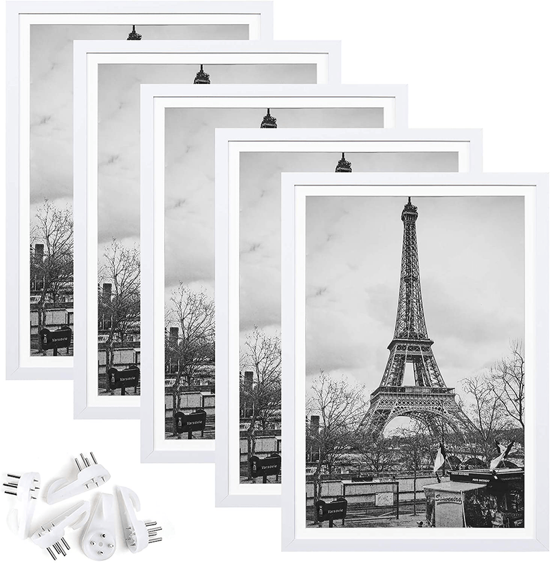 upsimples 11x14 Picture Frame Set of 5,Display Pictures 8x10 with Mat or 11x14 Without Mat,Wall Gallery Photo Frames,Black Home & Garden > Decor > Picture Frames upsimples White 13x19 