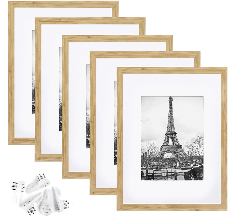 upsimples 11x14 Picture Frame Set of 5,Display Pictures 8x10 with Mat or 11x14 Without Mat,Wall Gallery Photo Frames,Black Home & Garden > Decor > Picture Frames upsimples Oak 9x12 