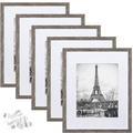 upsimples 11x14 Picture Frame Set of 5,Display Pictures 8x10 with Mat or 11x14 Without Mat,Wall Gallery Photo Frames,Black Home & Garden > Decor > Picture Frames upsimples Dark Brown Marble 11x14 