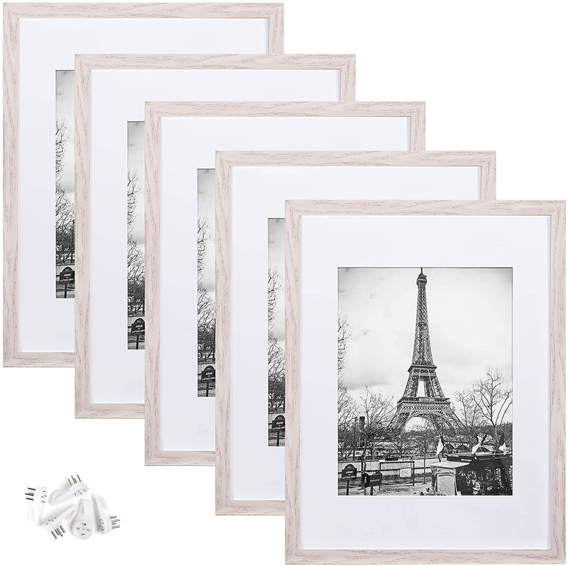 upsimples 11x14 Picture Frame Set of 5,Display Pictures 8x10 with Mat or 11x14 Without Mat,Wall Gallery Photo Frames,Black Home & Garden > Decor > Picture Frames upsimples Pinkish Marble 12x16 