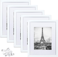 upsimples 11x14 Picture Frame Set of 5,Display Pictures 8x10 with Mat or 11x14 Without Mat,Wall Gallery Photo Frames,Black Home & Garden > Decor > Picture Frames upsimples White 11x14 