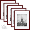 upsimples 11x14 Picture Frame Set of 5,Display Pictures 8x10 with Mat or 11x14 Without Mat,Wall Gallery Photo Frames,Black Home & Garden > Decor > Picture Frames upsimples Iron Red 11x14 