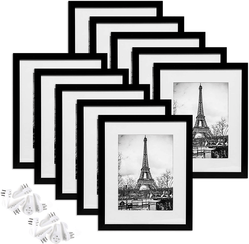 upsimples 8.5x11 Picture Frame Set of 10,Display Pictures 6x8 with Mat or 8.5x11 Without Mat,Multi Photo Frames Collage for Wall or Tabletop Display,Black Home & Garden > Decor > Picture Frames upsimples Black 8.5x11 
