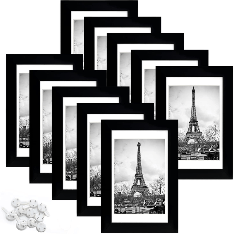 upsimples 8.5x11 Picture Frame Set of 10,Display Pictures 6x8 with Mat or 8.5x11 Without Mat,Multi Photo Frames Collage for Wall or Tabletop Display,Black Home & Garden > Decor > Picture Frames upsimples Black 4x6 