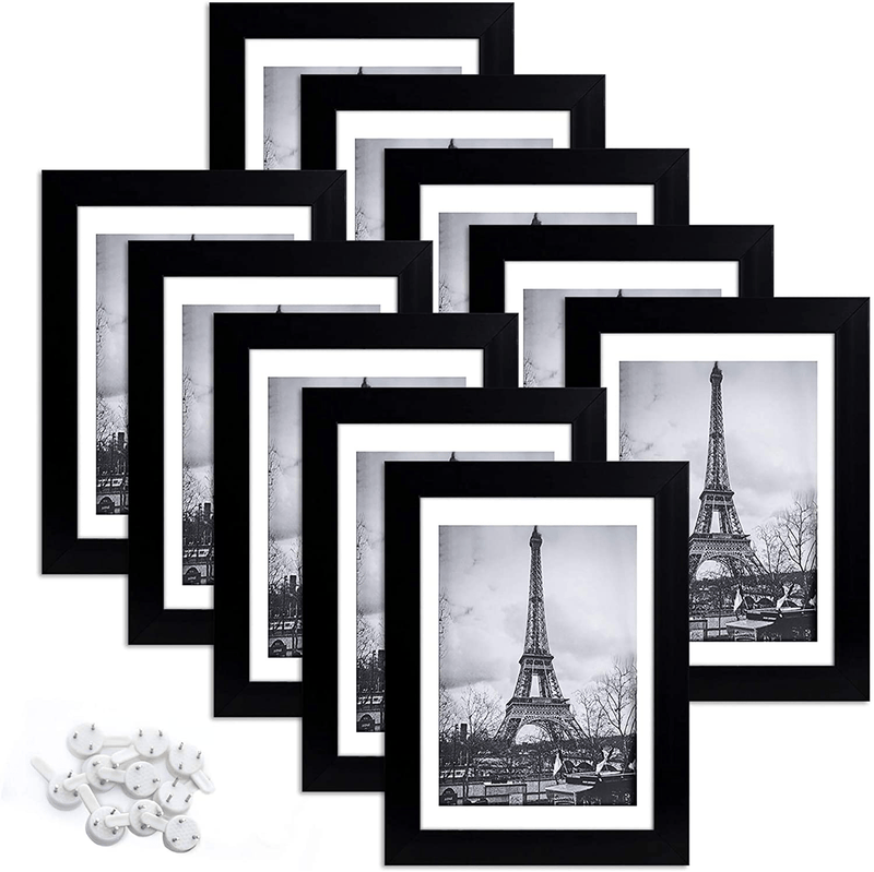 upsimples 8.5x11 Picture Frame Set of 10,Display Pictures 6x8 with Mat or 8.5x11 Without Mat,Multi Photo Frames Collage for Wall or Tabletop Display,Black Home & Garden > Decor > Picture Frames upsimples Black 5x7 