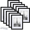upsimples 8.5x11 Picture Frame Set of 10,Display Pictures 6x8 with Mat or 8.5x11 Without Mat,Multi Photo Frames Collage for Wall or Tabletop Display,Black Home & Garden > Decor > Picture Frames upsimples Black 8x10 