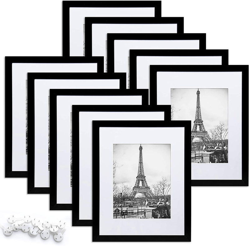 upsimples 8.5x11 Picture Frame Set of 10,Display Pictures 6x8 with Mat or 8.5x11 Without Mat,Multi Photo Frames Collage for Wall or Tabletop Display,Black Home & Garden > Decor > Picture Frames upsimples Black 8x10 