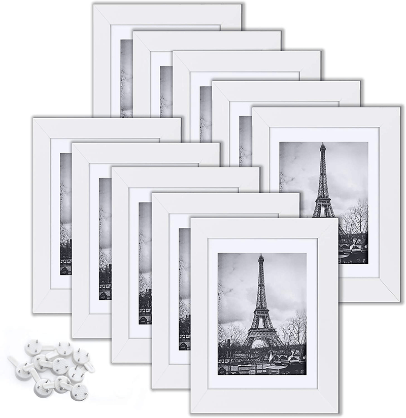 upsimples 8.5x11 Picture Frame Set of 10,Display Pictures 6x8 with Mat or 8.5x11 Without Mat,Multi Photo Frames Collage for Wall or Tabletop Display,Black Home & Garden > Decor > Picture Frames upsimples White 5x7 
