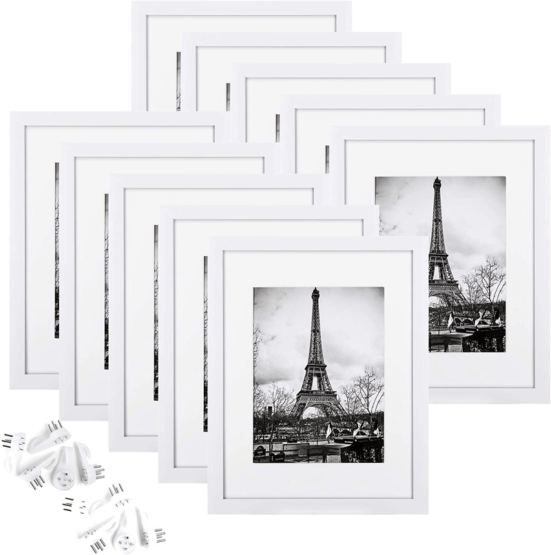 upsimples 8.5x11 Picture Frame Set of 10,Display Pictures 6x8 with Mat or 8.5x11 Without Mat,Multi Photo Frames Collage for Wall or Tabletop Display,Black Home & Garden > Decor > Picture Frames upsimples White 8.5x11 