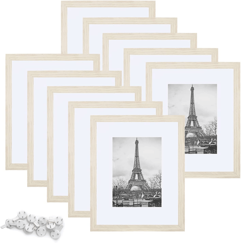 upsimples 8.5x11 Picture Frame Set of 10,Display Pictures 6x8 with Mat or 8.5x11 Without Mat,Multi Photo Frames Collage for Wall or Tabletop Display,Black Home & Garden > Decor > Picture Frames upsimples White Woodgrain 8x10 